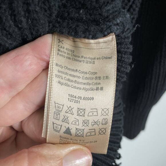 Scotch & Soda Sweater Mens Medium Charcoal Quilted Shoulder Ribbed Heavy Preppy - Picture 12 of 12